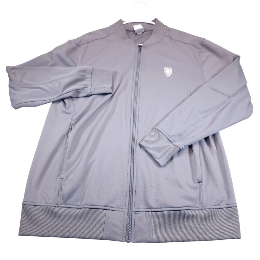 Augusta Sportswear Mens Large Gray Full Zip Track Jacket Microfleece Golf